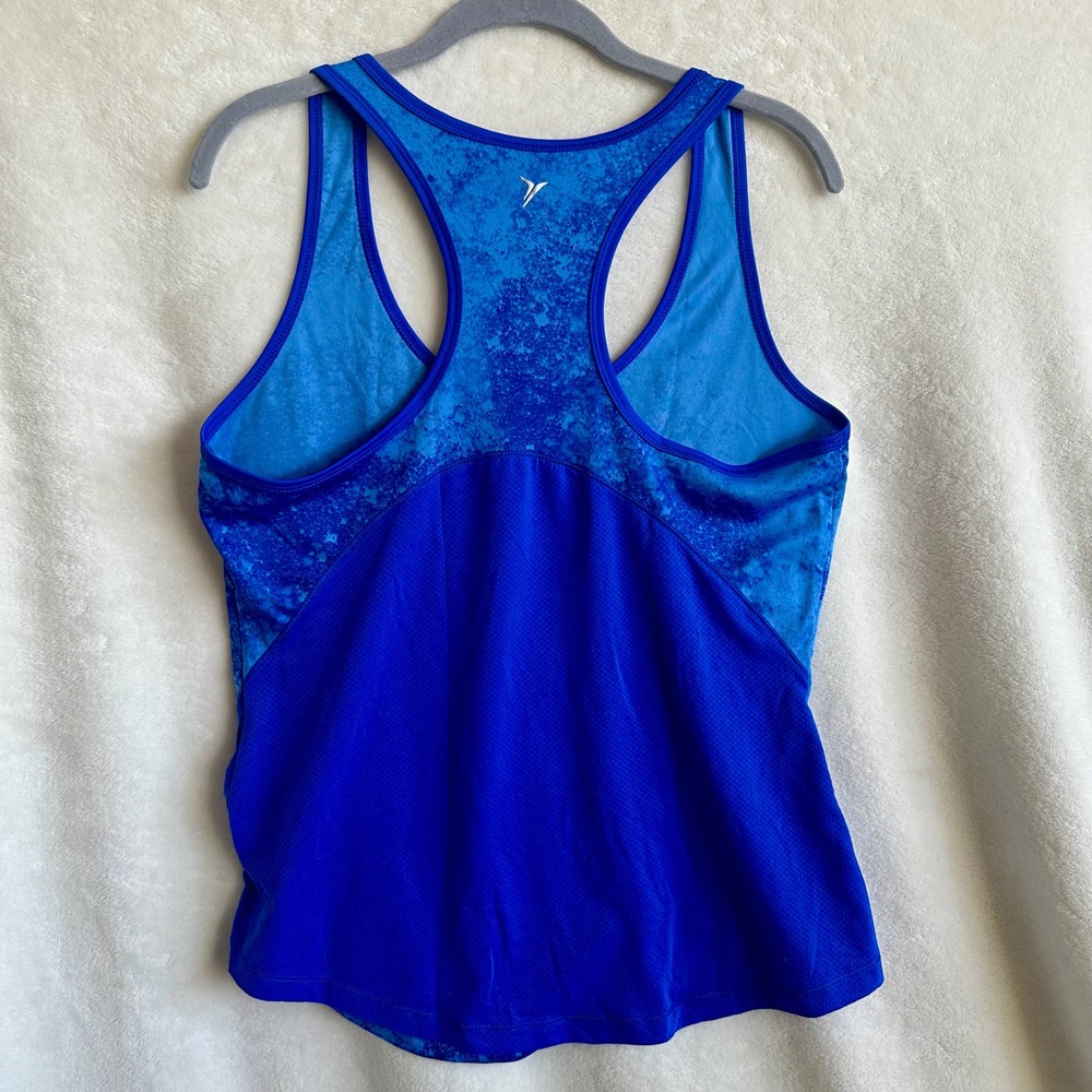 Old Navy Active Womens Large Blue Splatter Print Semi-Fitted Racerback Tank - Picture 3 of 9